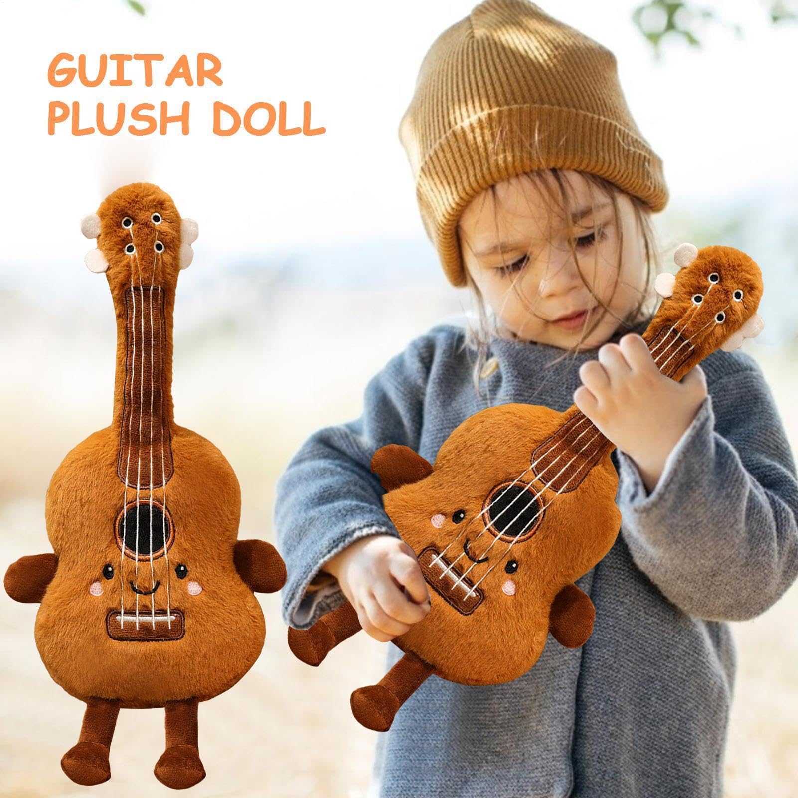 Peluche Guitare Musicale 38 Cm – Coussin Doux En Forme D’Instrument – Cadeau Pour Enfants, Ados Et Adultes – Compagnon De Sommeil