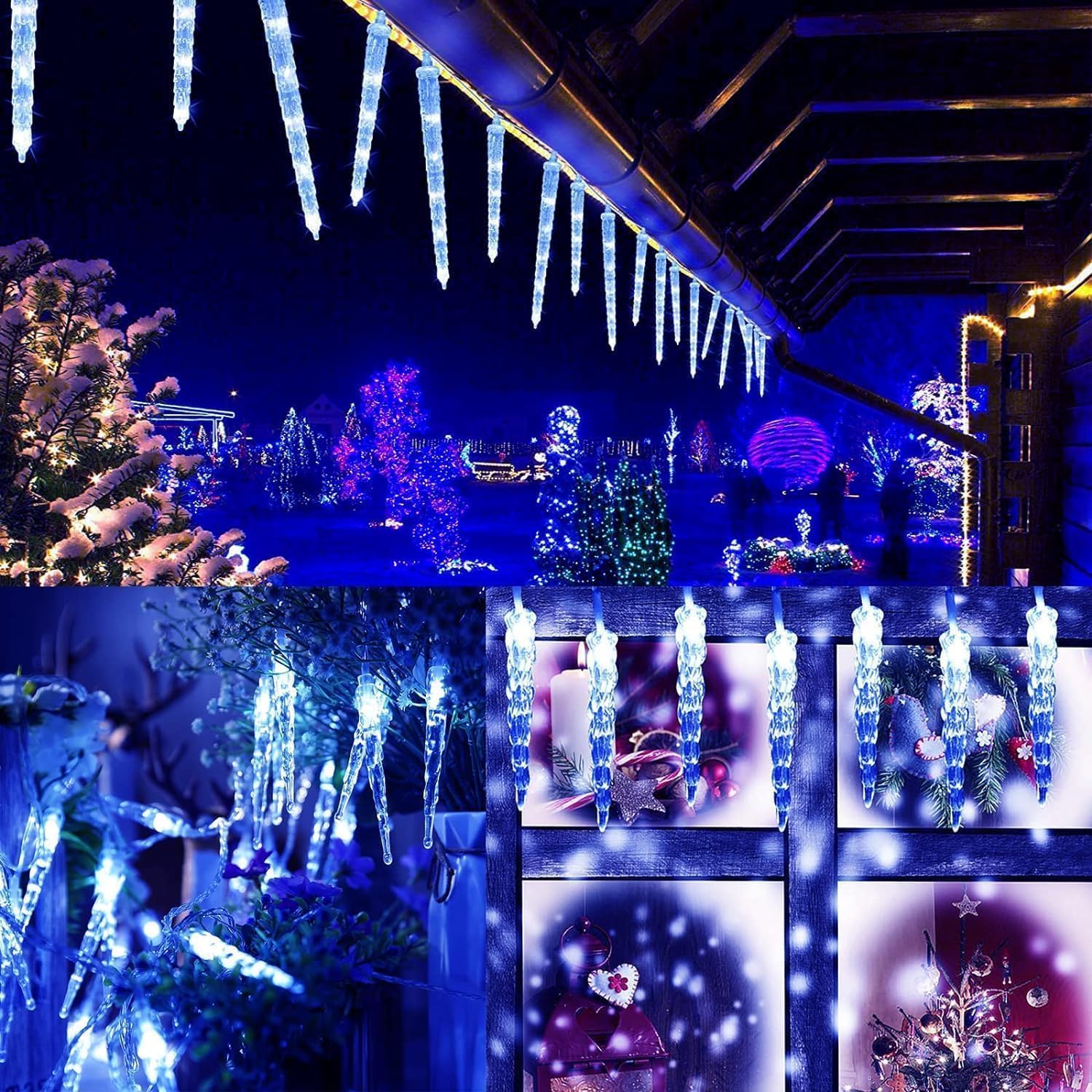 Guirlande lumineuse de Noël alimentée par USB, 20 m/200 LED, connexion USB et télécommande sans fil, rideau lumineux féérique en acrylique cristal (bleu)