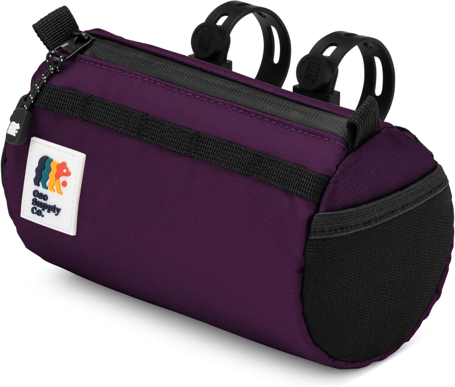 Oso Supply Co Handlebar Bike Bag – Water-Resistant Hard Shell with Quick-Access Zipper, Side Mesh Pockets, and Spacious Storage – Ideal for Cycling, Commuting, and Adventure Rides (Purple)