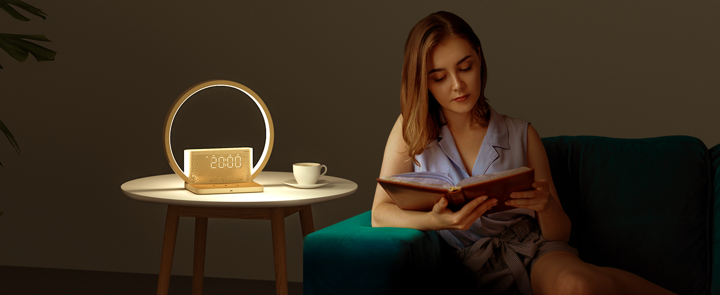 Bajour Comodino Lampada Sveglia Blonbar Con Ricarica USB - Wake Up Light, Suoni Natura, Touch Control, 10W Sveglia Suoni Natura - 3