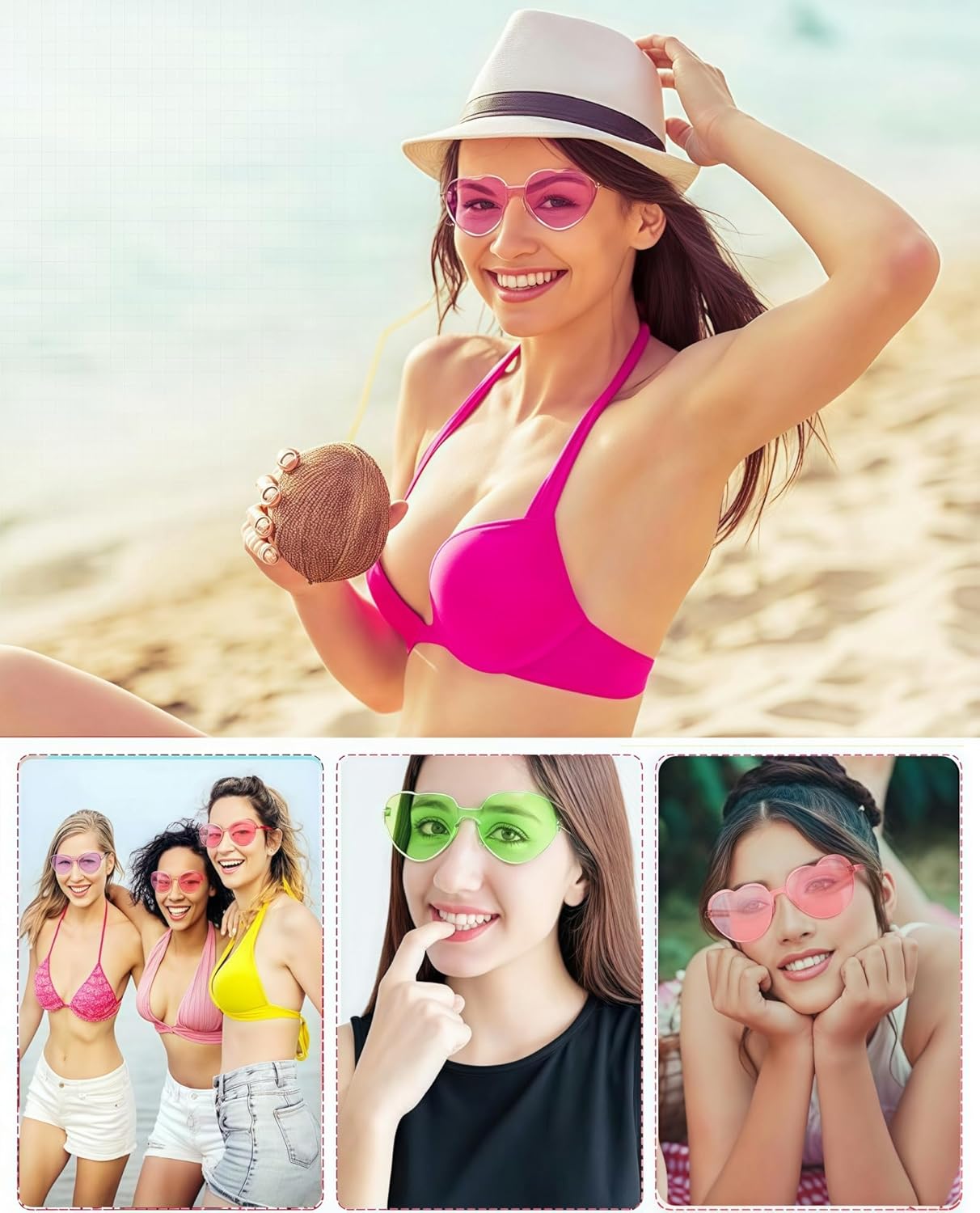 24 Pairs Heart Sunglasses for Women, Pink Heart Glasses for Party Favor - Image 7