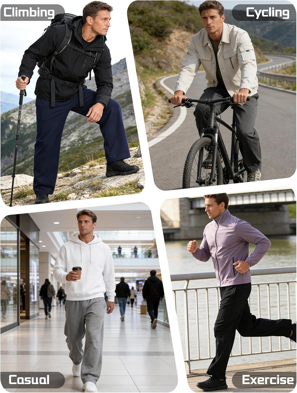 4 Pack Mens Sweatpants Athletic Joggers Mens Workout Open Bottom Lightweight Sweat Pants with Pockets - Image 6