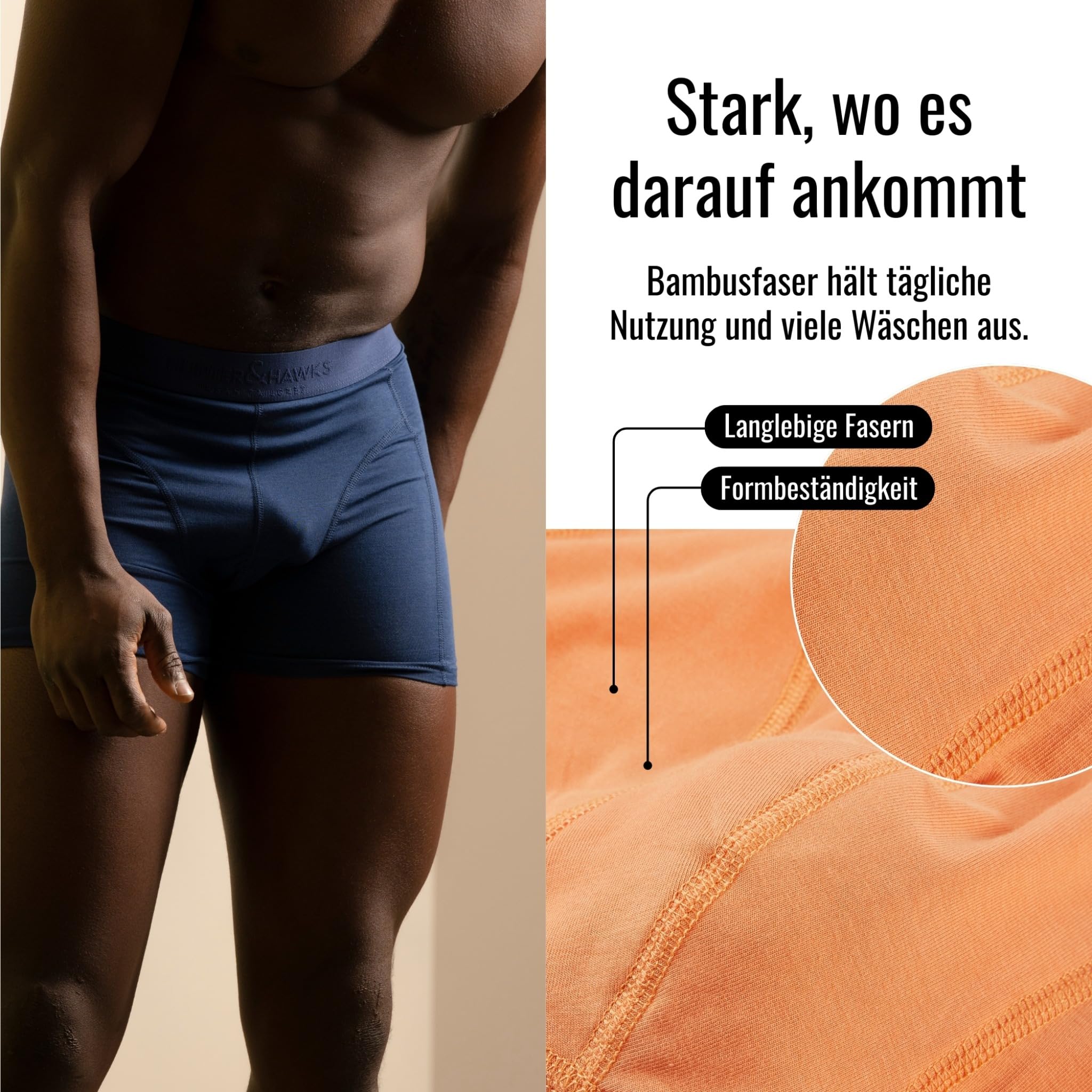 Hunter&Hawks Boxershorts Herren 3er Pack Bambus | Antibakteriell & Atmungsaktiv Unterhosen | Weiche Unterwäsche Boxer | Cool Dry Trunks | Anti-Reibung | Größen S-6XL