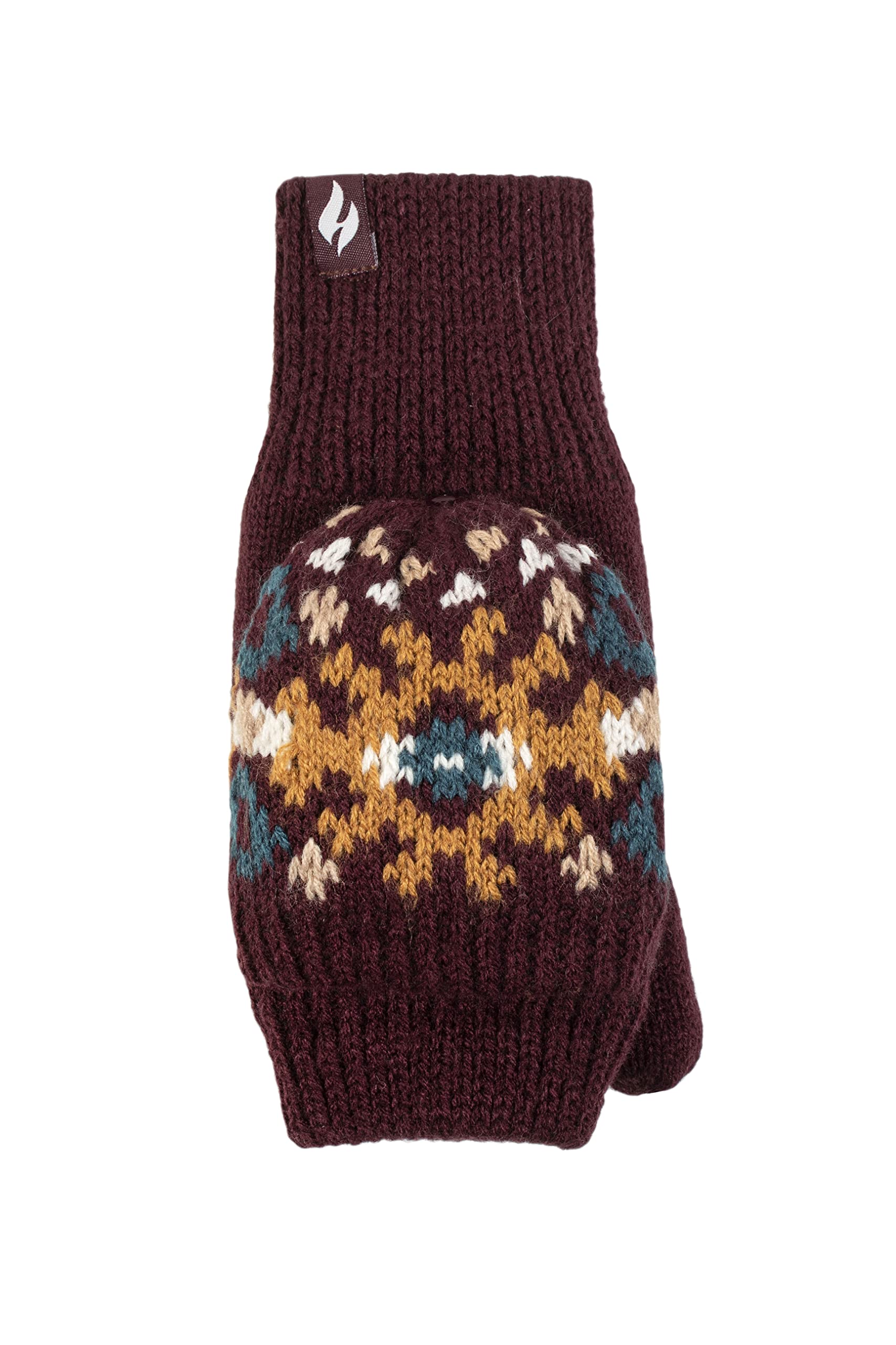 HEAT HOLDERS SOCKSHOP Ladies Heather Patterned Converter Mittens Pack of 1 Wine One Size