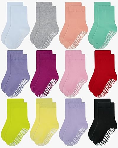 RATIVE Calcetines de algodón antideslizantes antideslizantes con puños para bebés, niños y niñas
