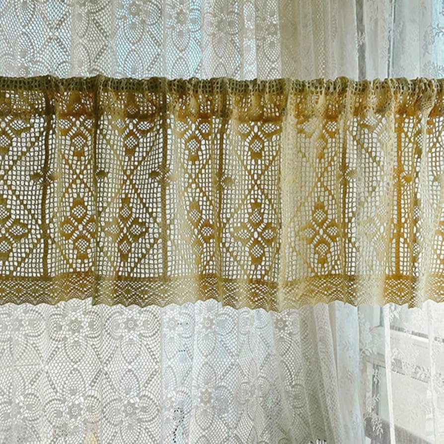 Amazon｜[YXSNG] のれん かぎ針編み ニットコットンカーテン 花