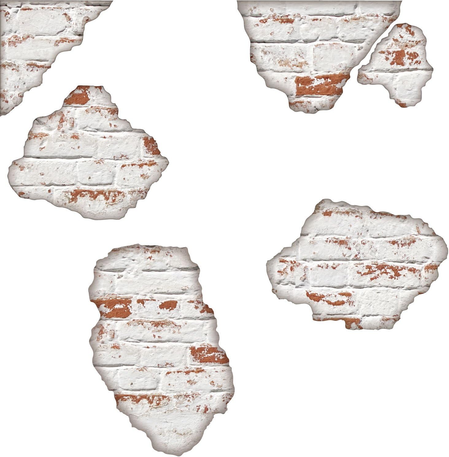 Faux White Brick Breakaway Wall Decals Repositionable Matte Brick Wall Stickers