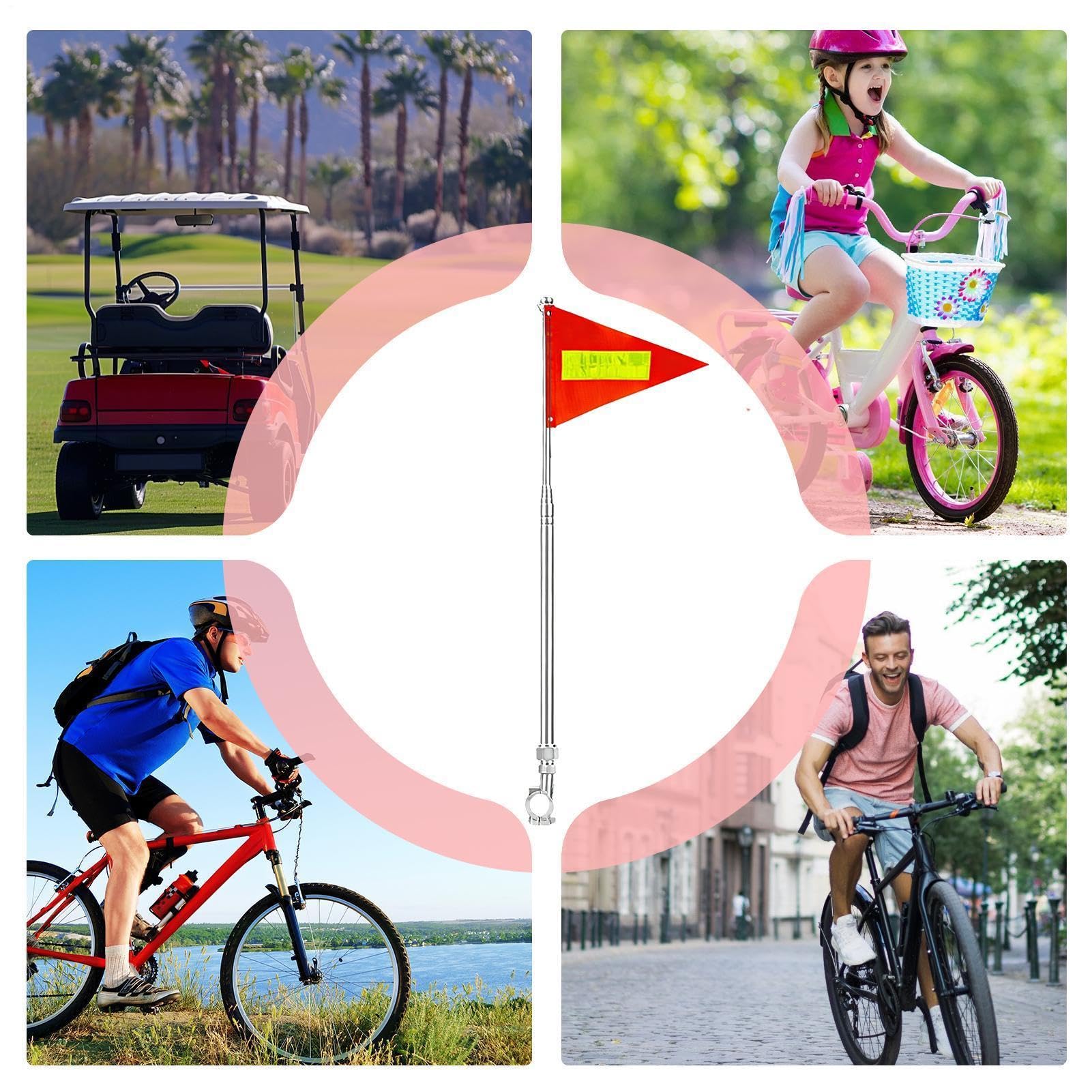 Generico Bandiera per Bici,Antistrappo Impermeabile Bandierina Retrattile - Riflettente con per Sicurezza | per Esterno, Adulti e Bambini