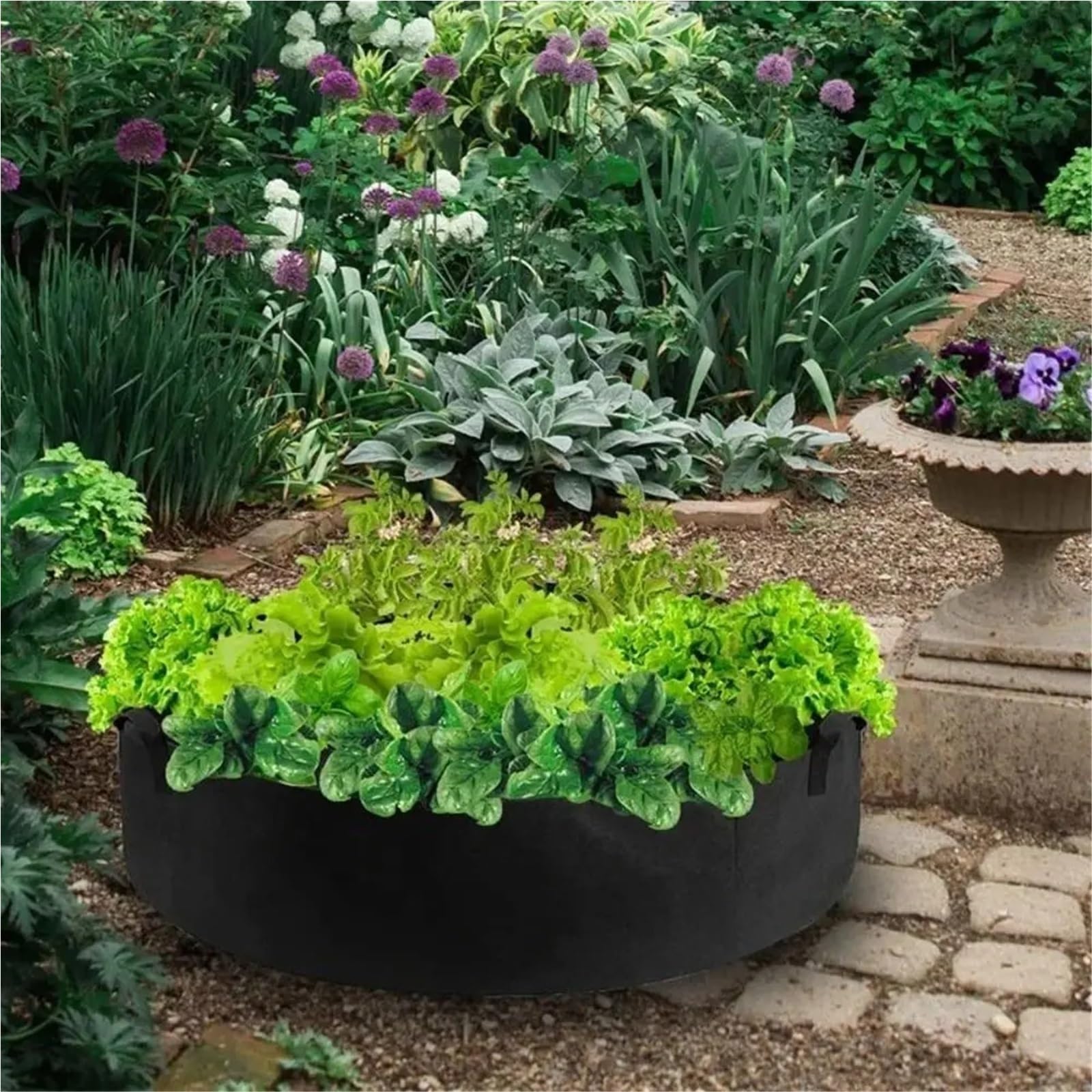 Bolsas de Cultivo con Rejilla Bolsa de Cultivo Fieltro | For verduras flores con asas de 10/30/40/50/100 galones(Black,80x30cm)