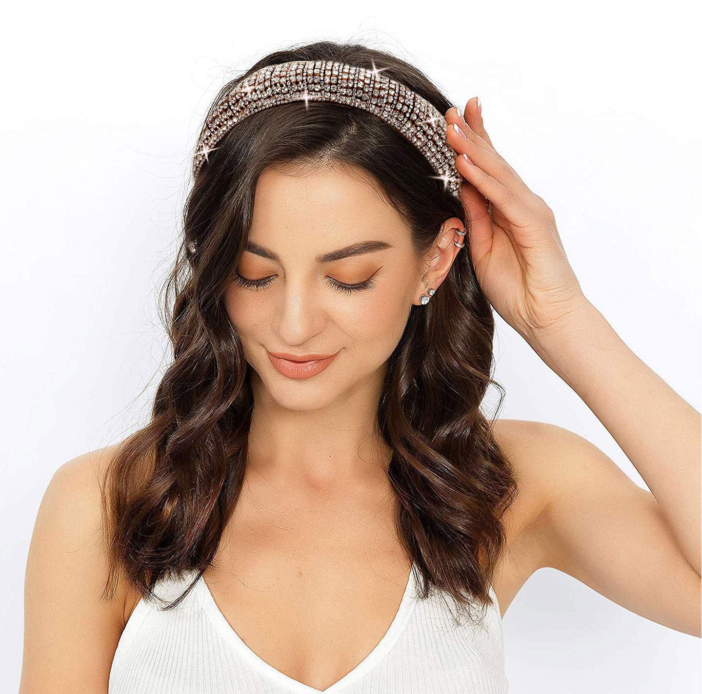 Bling Crystal Rhinestone Multi-Color Rainbow Padded Cushion Headband