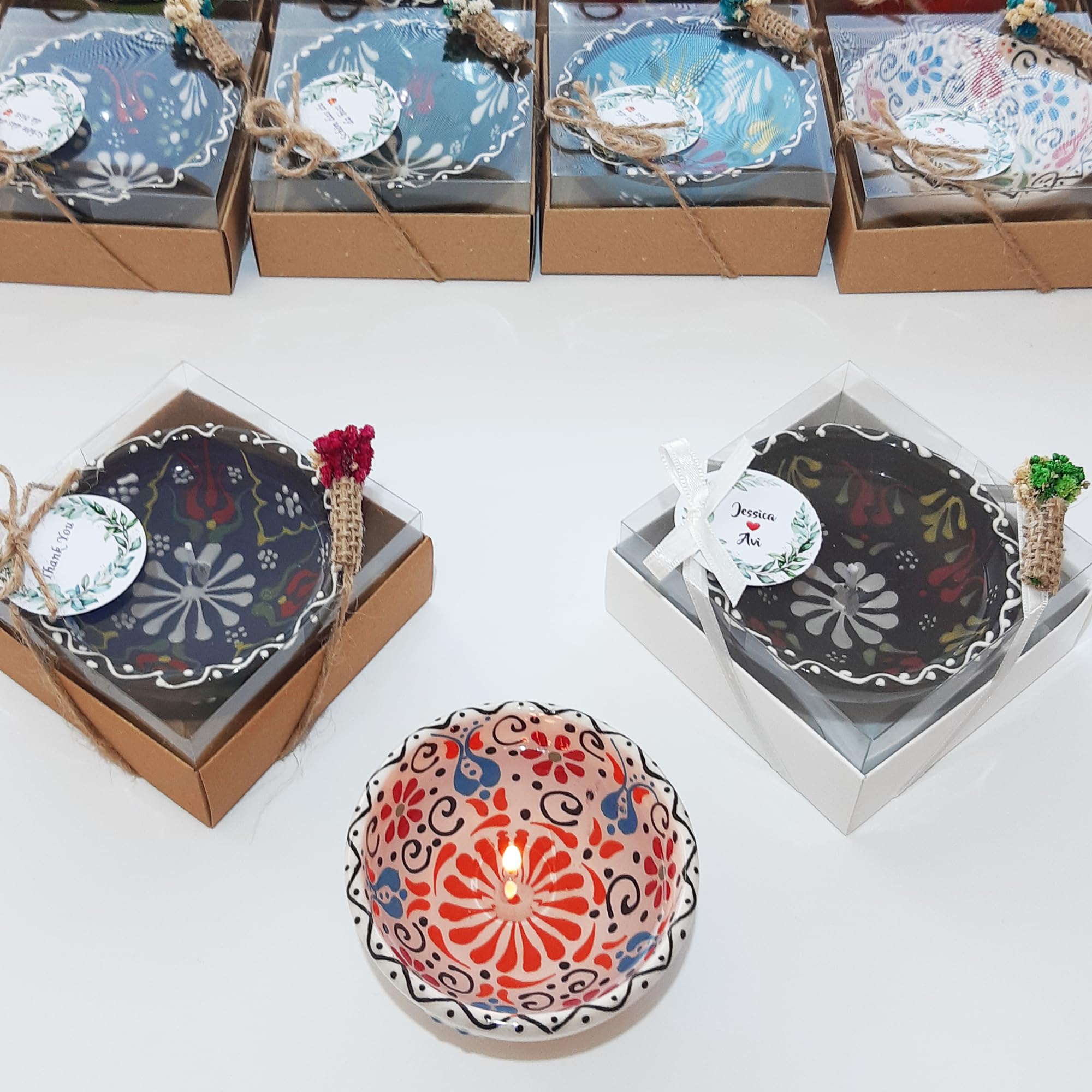 bomboniere matrimonio, candela in gel in ciotole di ceramica di battesimo, vetro anni ragazzo, comunione, cresima,piccolo regalo colore: bianco (4, 20-50-100-150 pezzi disponibili nella)