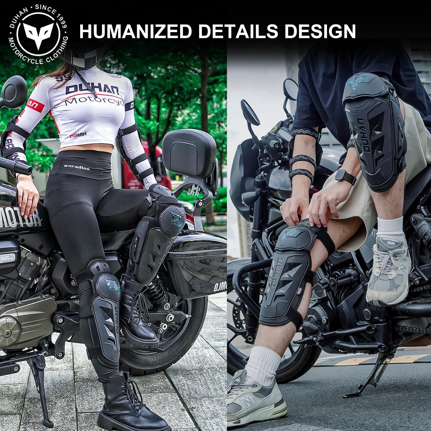 DUHAN Motorcycle Shin Guards 4Pcs Elbow Guard and Knee Pads Adjustable Anti-Slip Motorcycle Protective Gear for Men and Women - Image 5