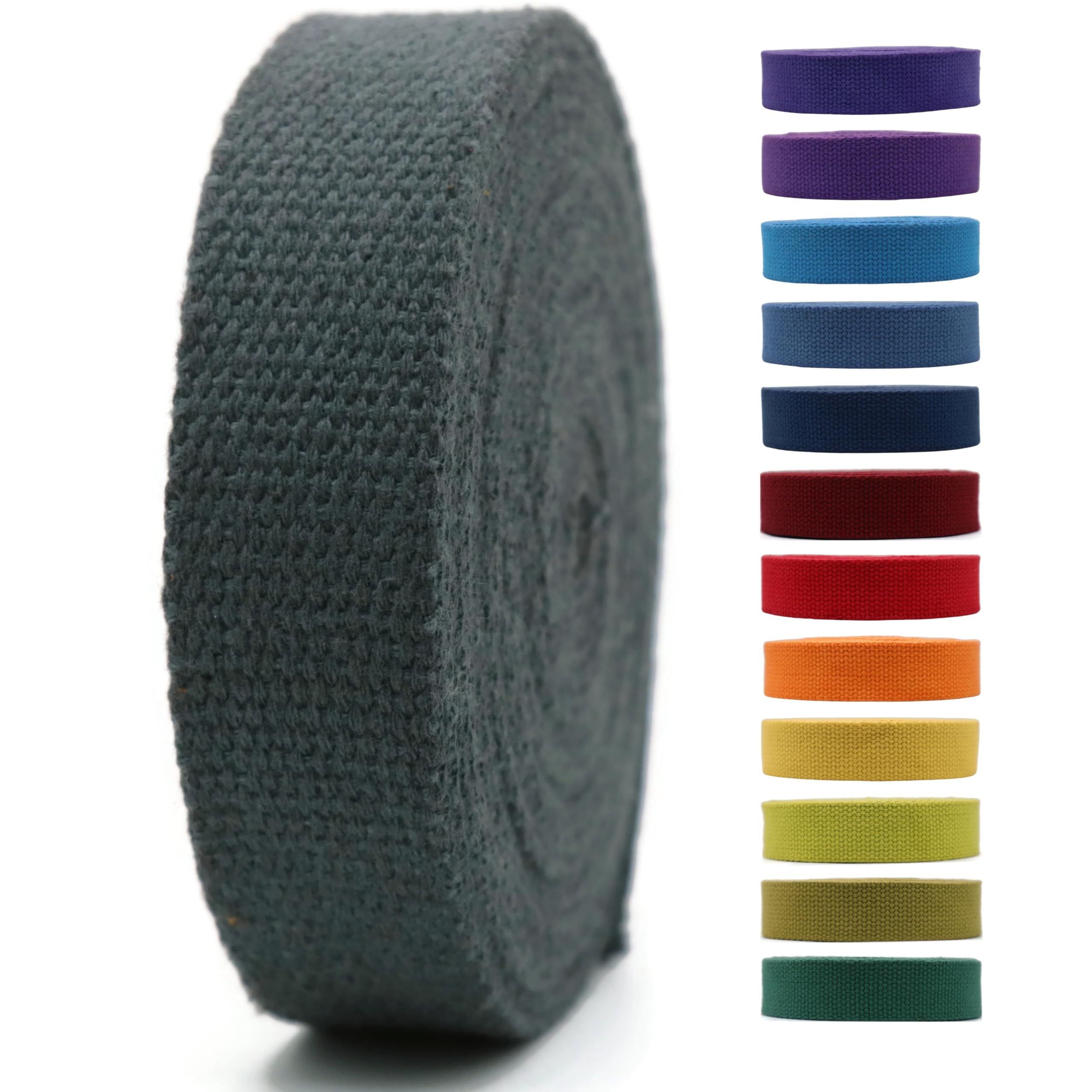 1" & 1.5'' & 2" Cotton Webbing - 5 Yards - 50+ Colors -%100 Natural Cotton - Turkish Woven - Heavy Duty 1 Inch 1.5 Inch 2 Inch Canvas Webbing for