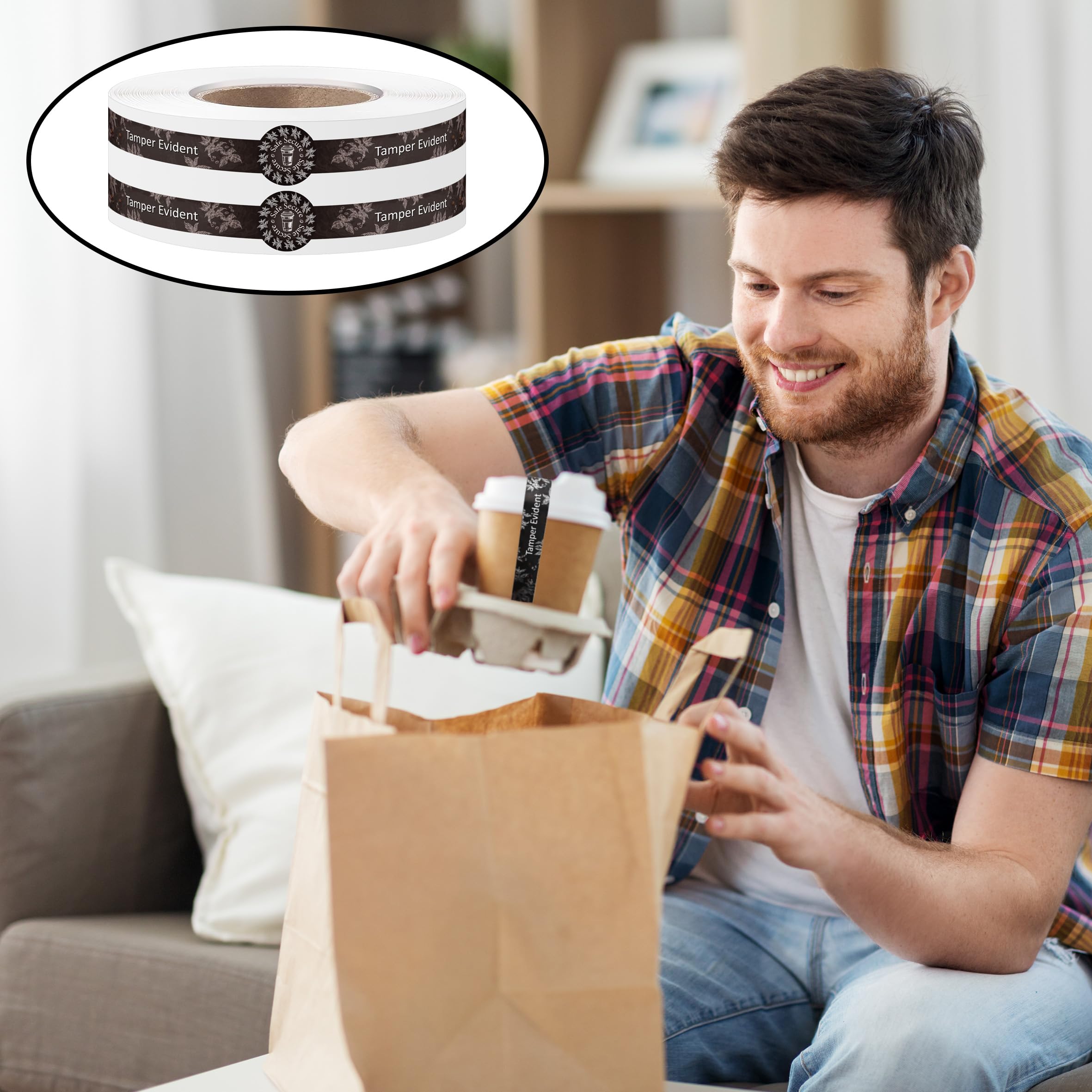 800 calcomanías de sellos seguros a prueba de manipulaciones para tapas de bebidas, calcomanías de entrega de alimentos selladas para etiquetas de frescura de 1 x 9 pulgadas
