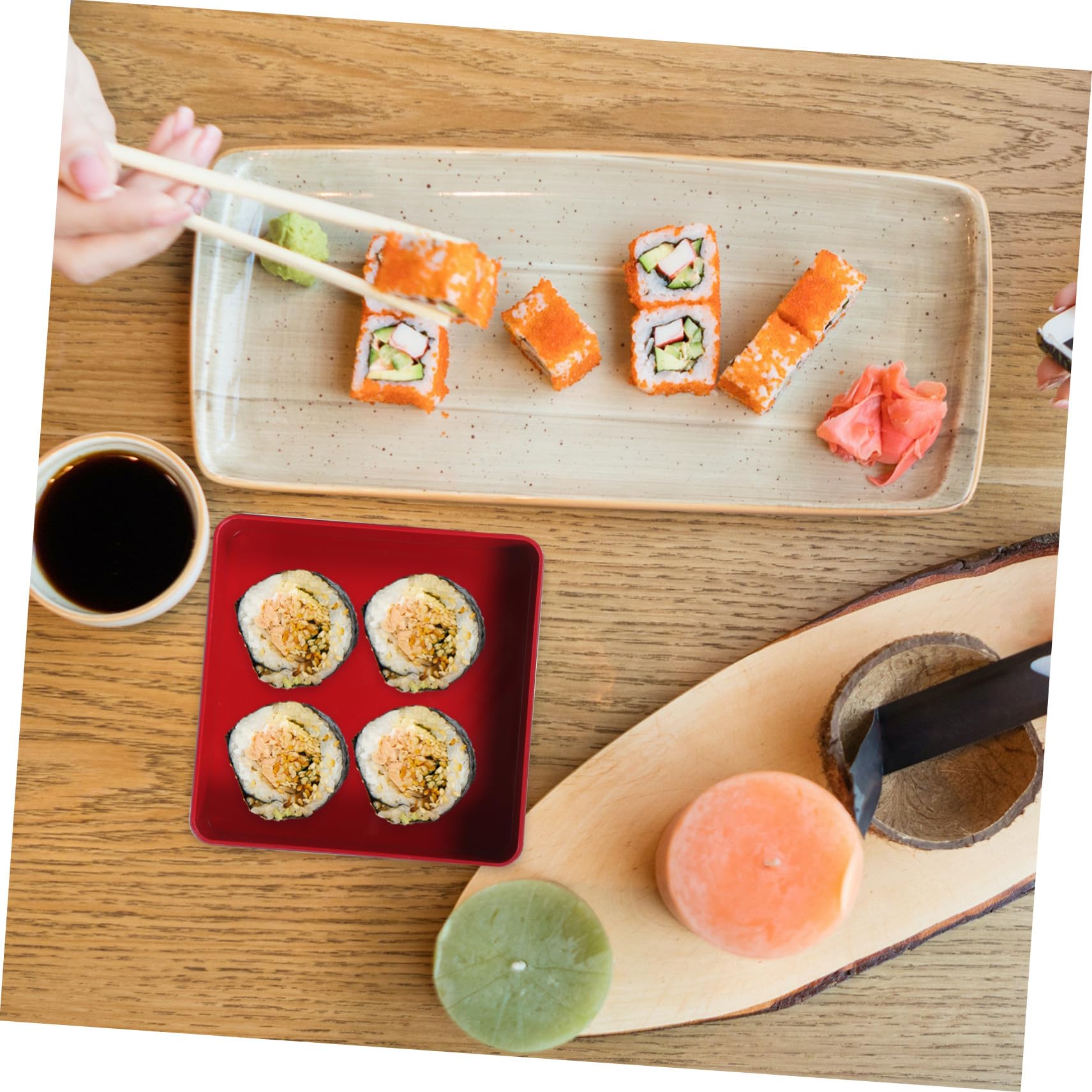 IMIKEYA Boîte à Bento Japonaise à Trois Compartiments 19,5x19,5x16,5 Cm en Matériau Écologique Résistant la Chaleur pour Repas D'affaires et Déjeuner Portable