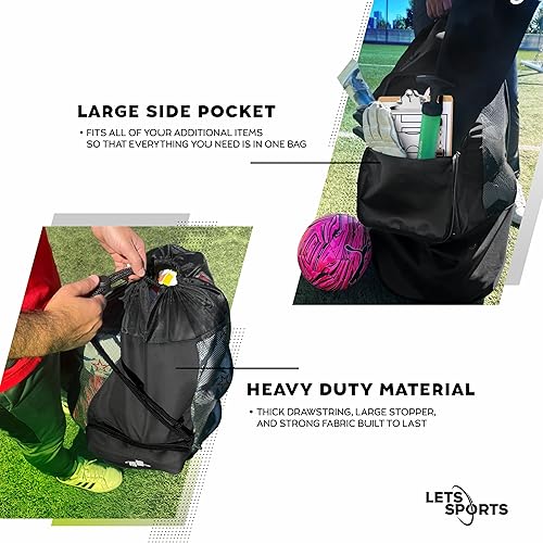Miniatura 5 de Bolsa de pelota de fútbol con correas de hombro, bolsa de pelota de baloncesto para entrenadores, bolsa de almacenamiento de pelota de equipo de