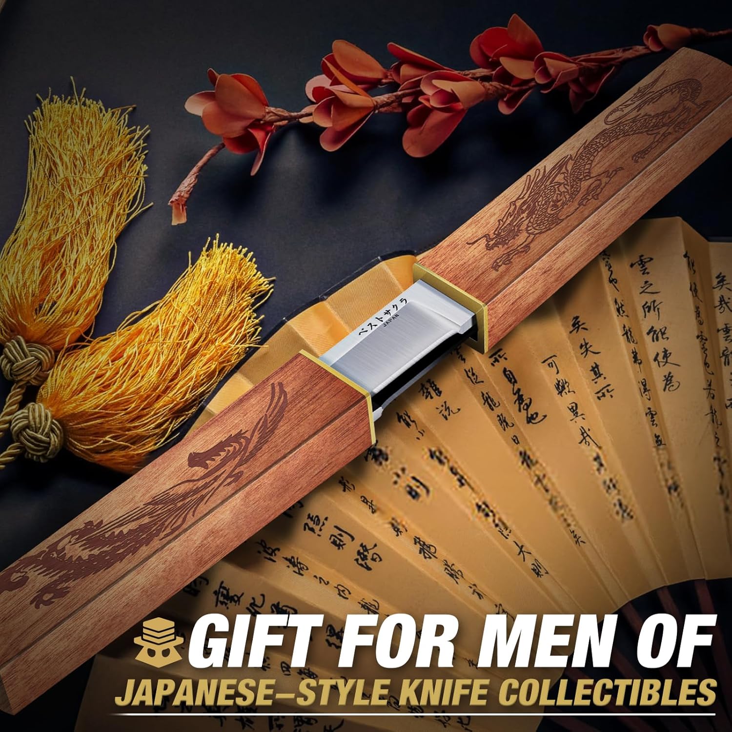 Purple Dragon Tanto Fixed Blade Knife,Outdoor Bushcraft and Survival Knife,Full Tang Outdoor Knives 2 in 1,Ideal for Camping,Hiking-Outdoor Knives Christmas Gift for Men and Women - Image 7