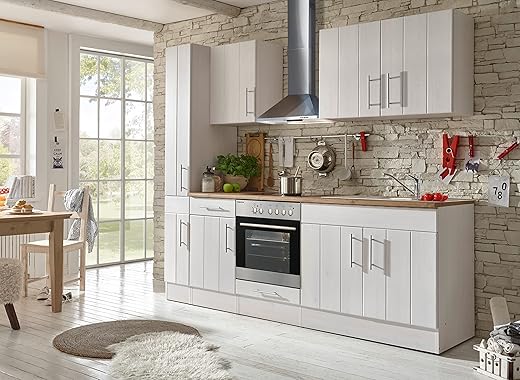 respekta Bega Cucina, Legno ingegnerizzato, Bianco, Bianco, 240 cm