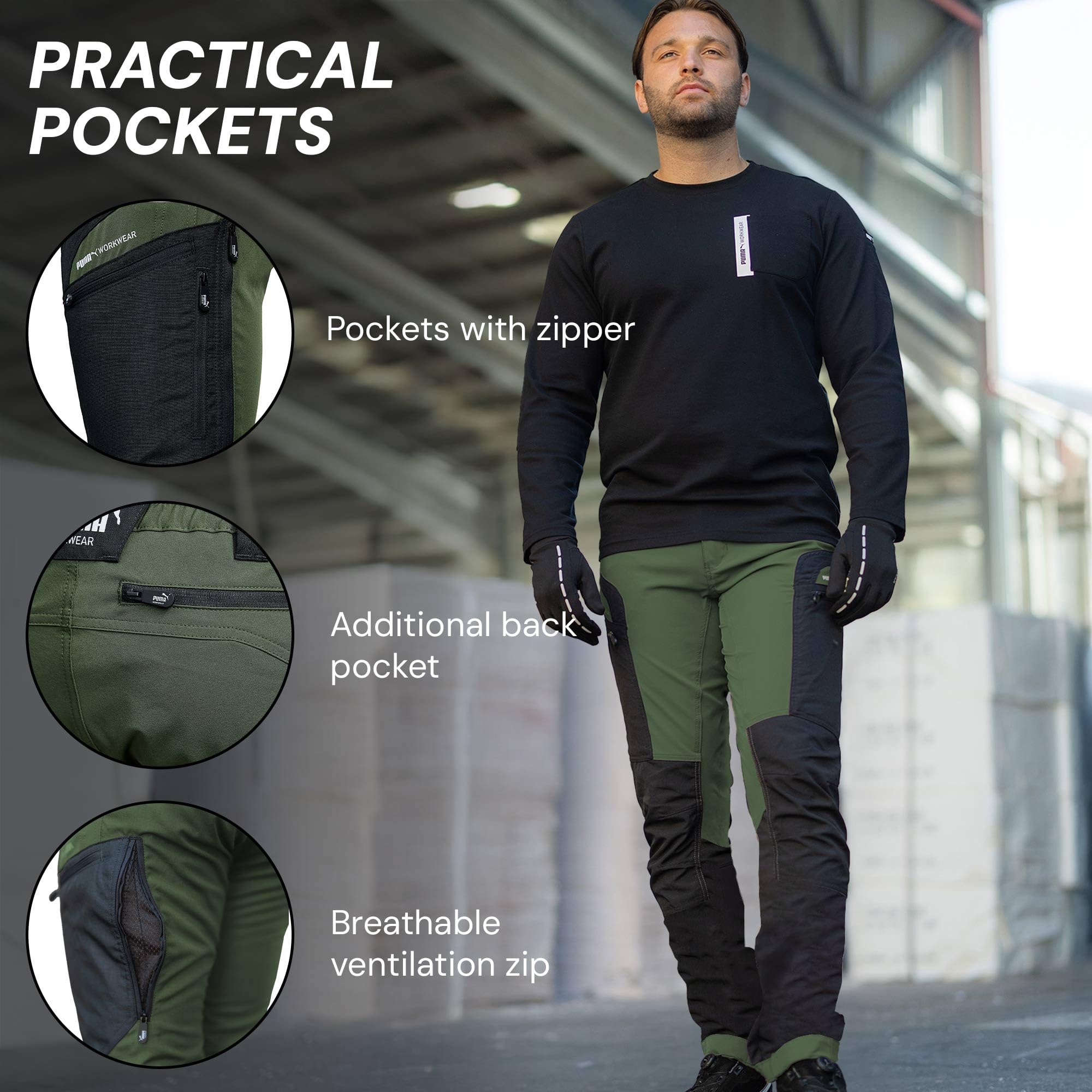 PUMA Odzież robocza ProOne Adventure Outdoor Męskie spodnie turystyczne - oddychające i trwałe - częściowo wodoodporne - Ripstop Cargo