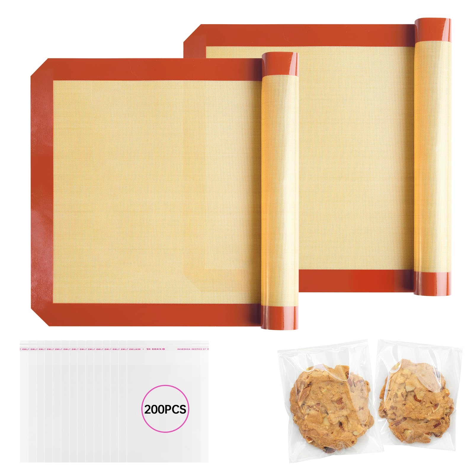Silicone Baking Mat, 2Pack Non-Stick Food Safe & 15.7