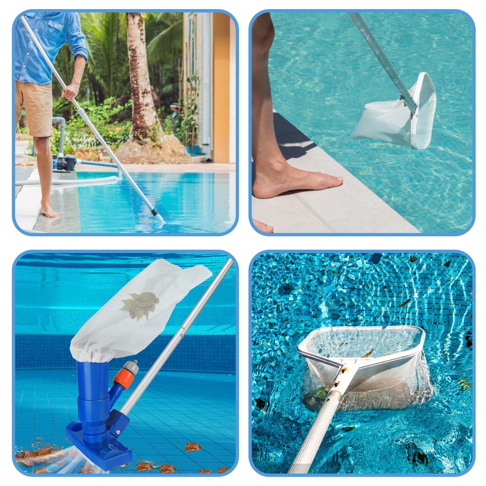 6 bolsas de malla para piscina, filtros, malla con cordón, aspiradora de piscina, limpieza al vacío