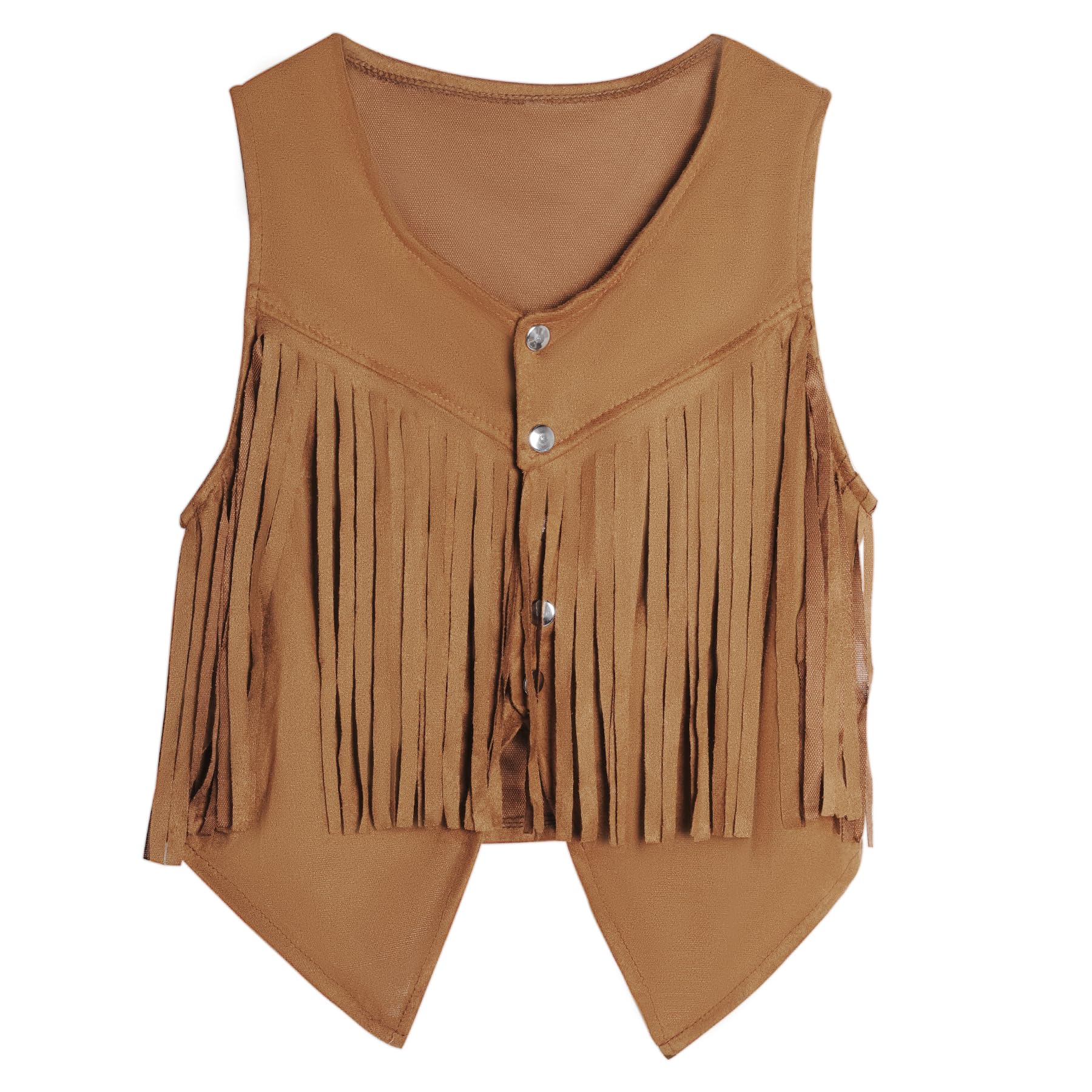 Pistha Women Tassel Vest 70s Hippie Sleeveless Faux Suede Rivets Fringe Vest Waistcoat Jacket Cowgirl Outfits