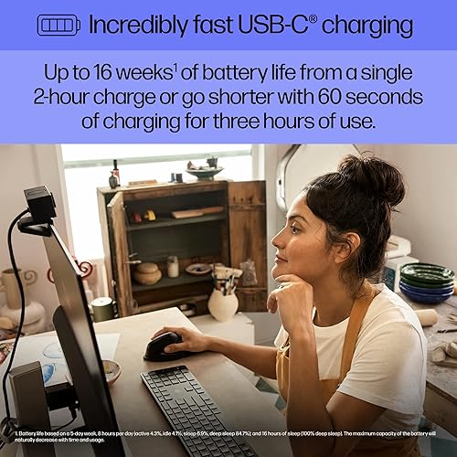 Miniatura 8 de HP 920 - Ratón ergonómico vertical inalámbrico Bluetooth 5.3 y dongle USB, 5 botones programables, batería de 16 semanas, multidispositivo,