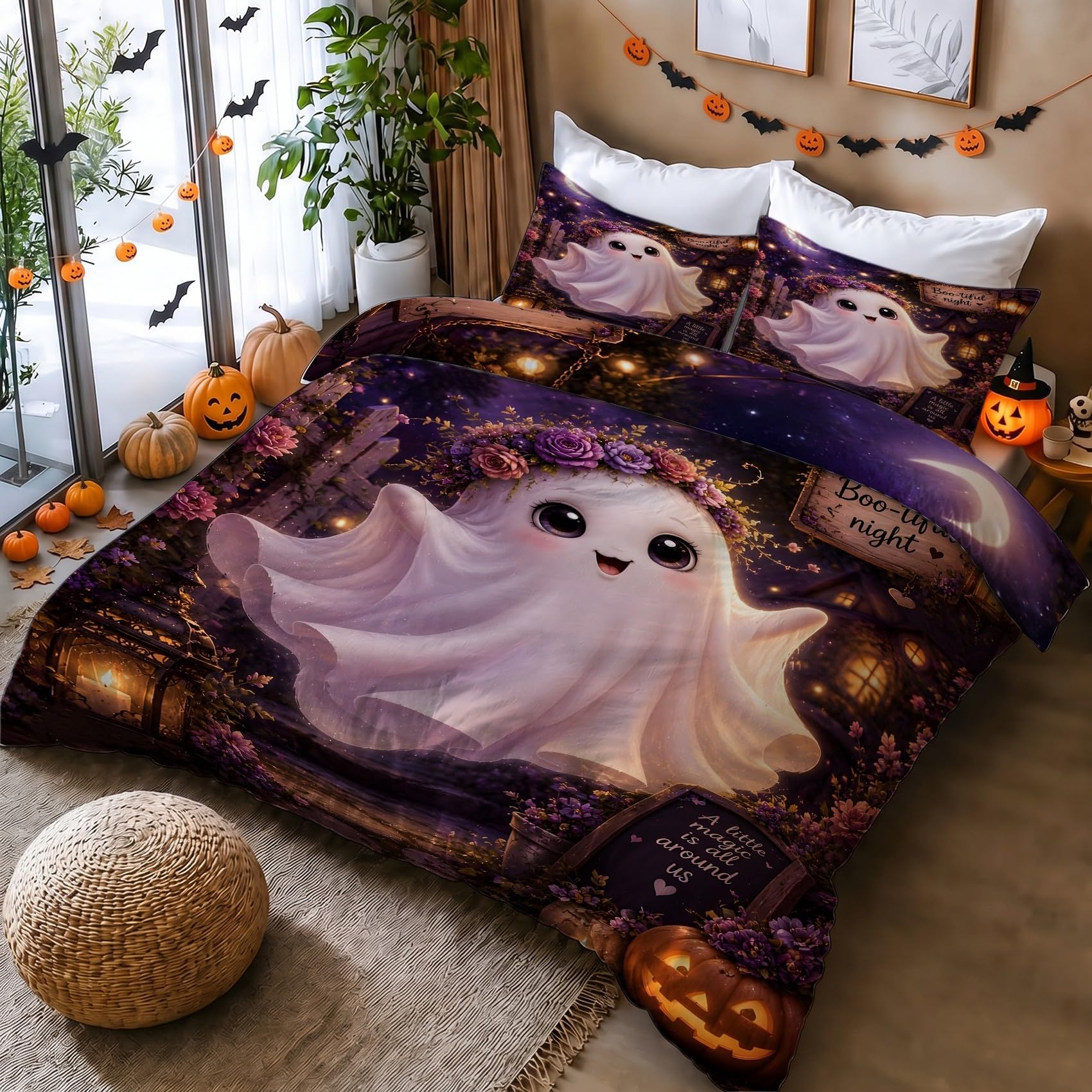 Generisch Geisterkranz Bettwäsche 220x240 3tlg Schlafzimmer Deko