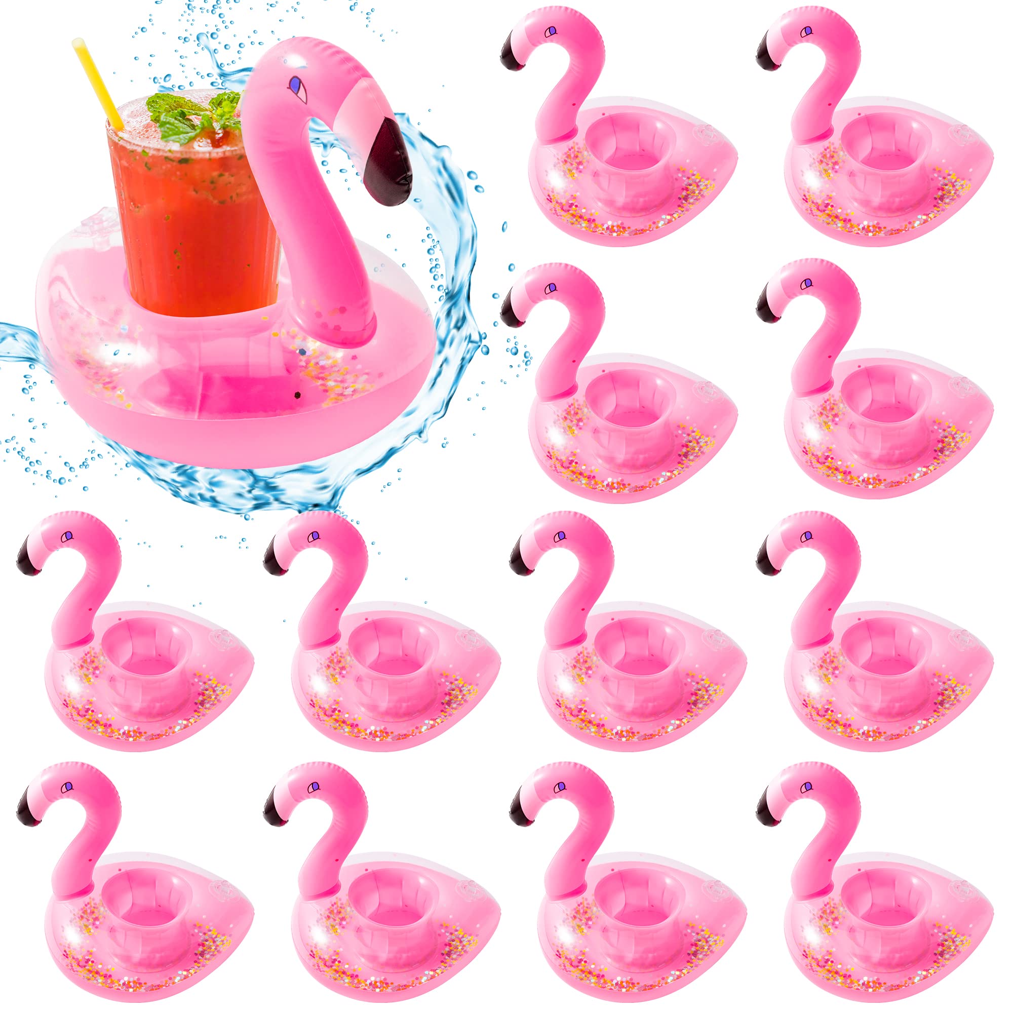 Grobro7 12Pack Inflatable Pool Drink Holder Floating Coasters Multi Shape Swimming Cup Holder Water Floats Kids Bath Toys Great for Wedding