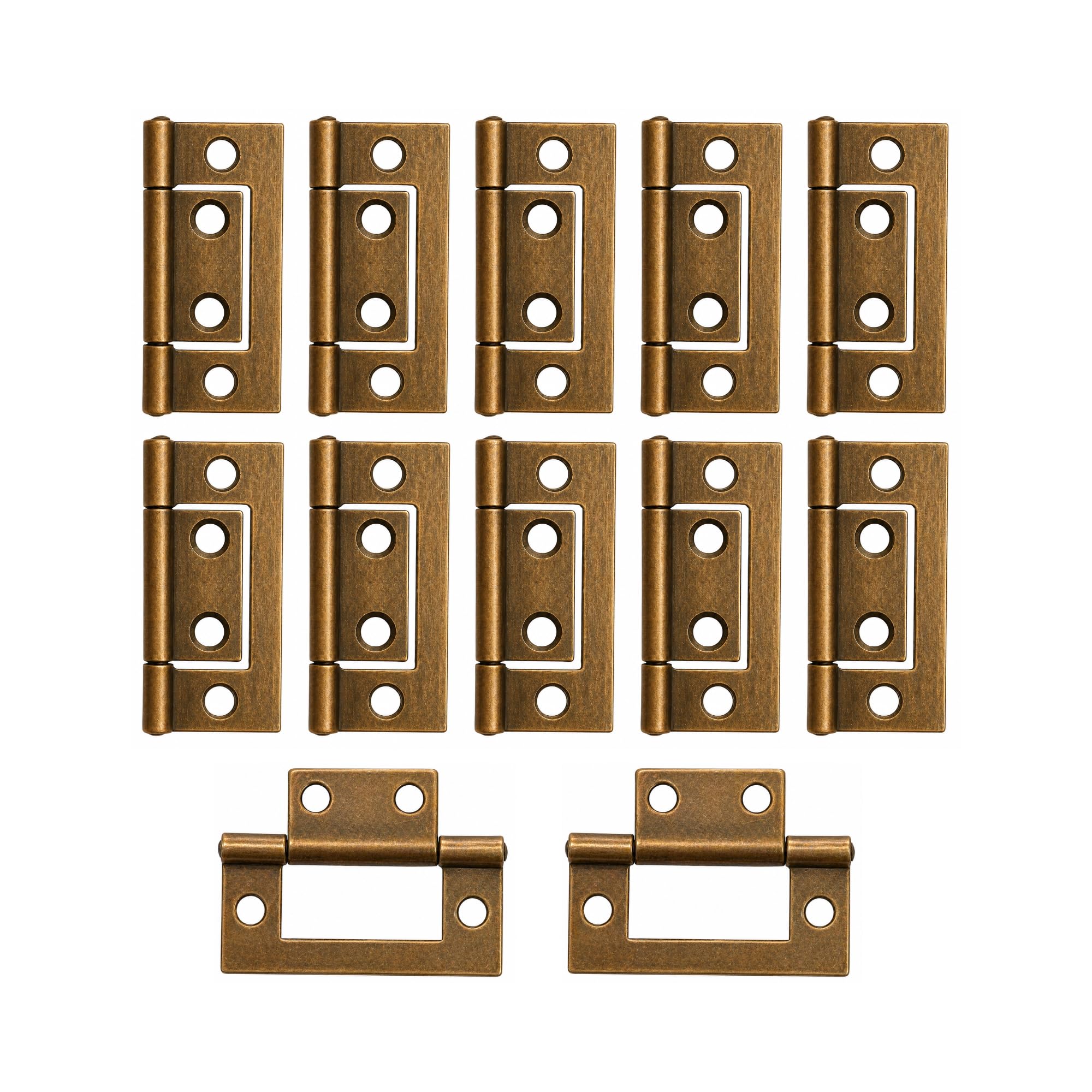 12 Pcs Flush Door Hinges Bronze 50mm (2 inch) Non-Mortise No Noise Bifold Door Hinges Plating for Cabinet Furniture Internal External Doors Cupboard Cabinets — image 1