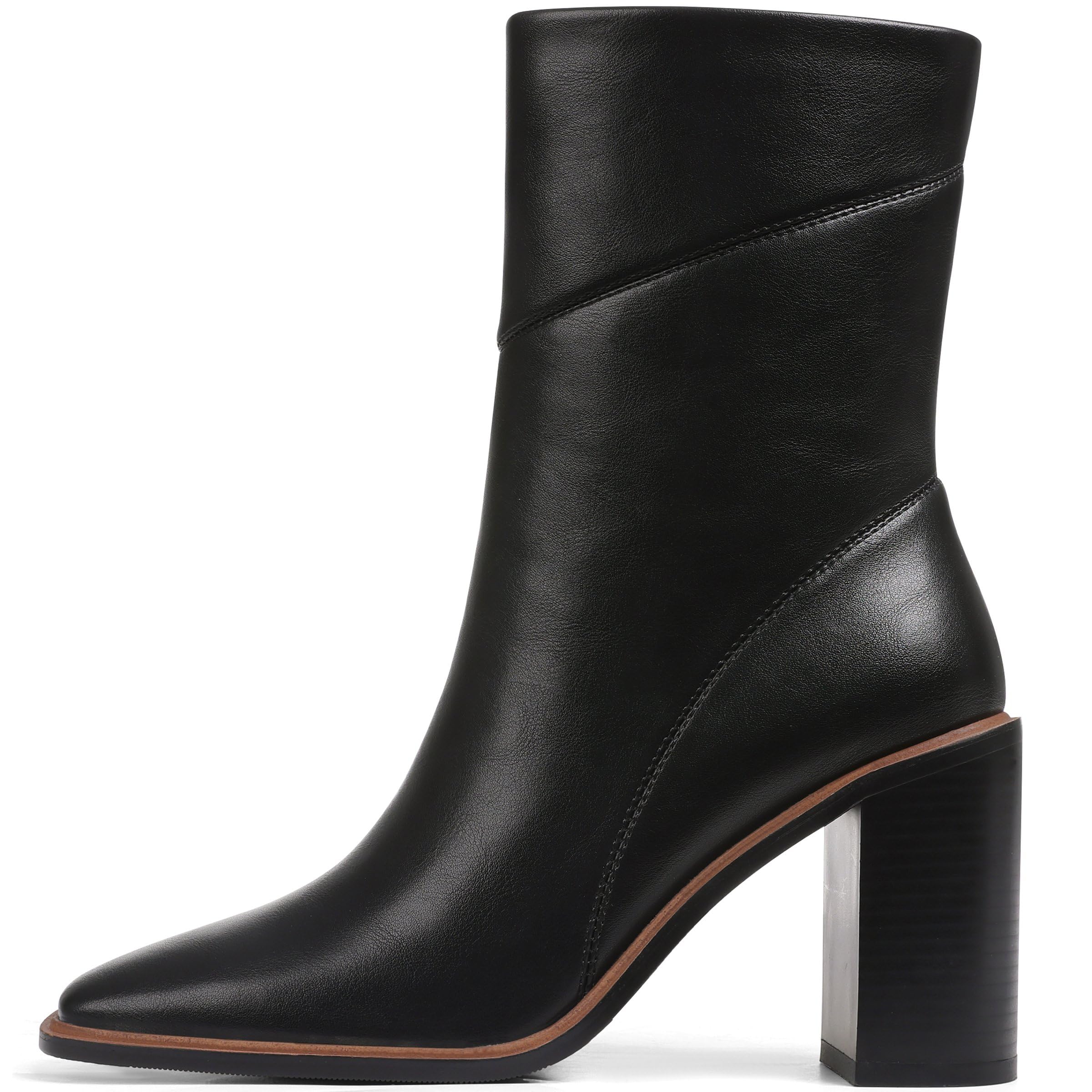 Lovee Cosee Womens Ankle Boots 2025 Chunky Heel Square Toe Side Zipper Booties with Unique Seam Detailing Casual