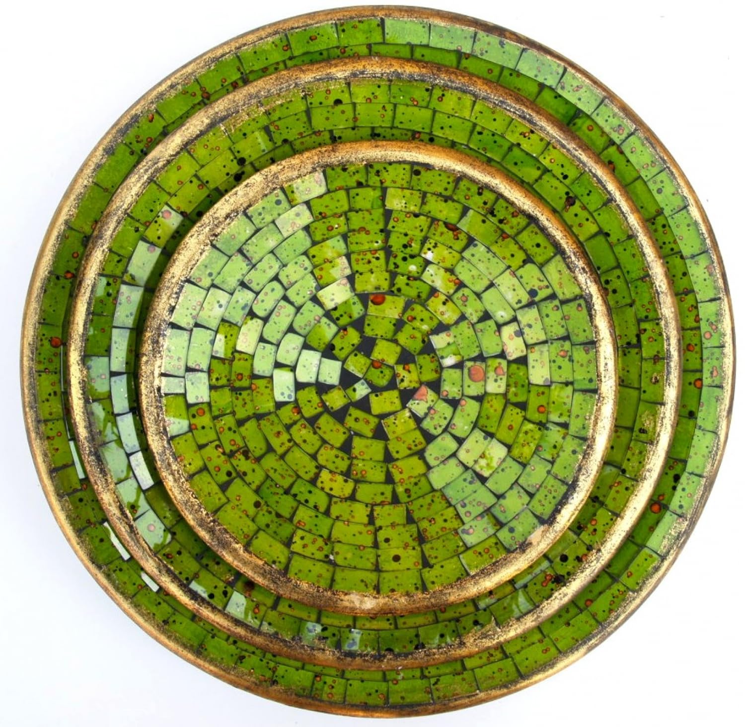 GURU SHOP Runde Mosaikschale, handgearbeitet, Keramik, Design 10, 3`er Set