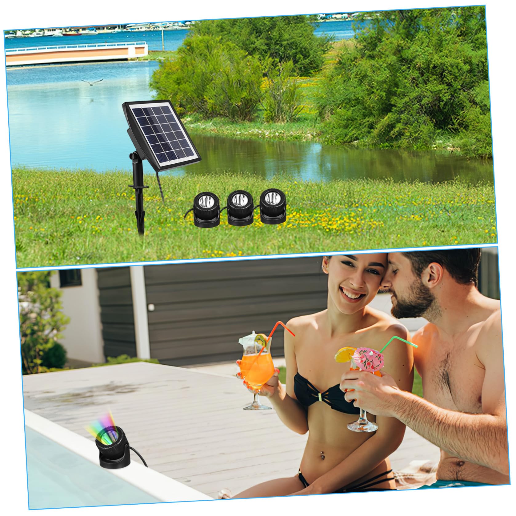 ibasenice Luces LED Solares Sumergibles Jardín y Piscina Iluminación Decorativa de Exterior y Resistente