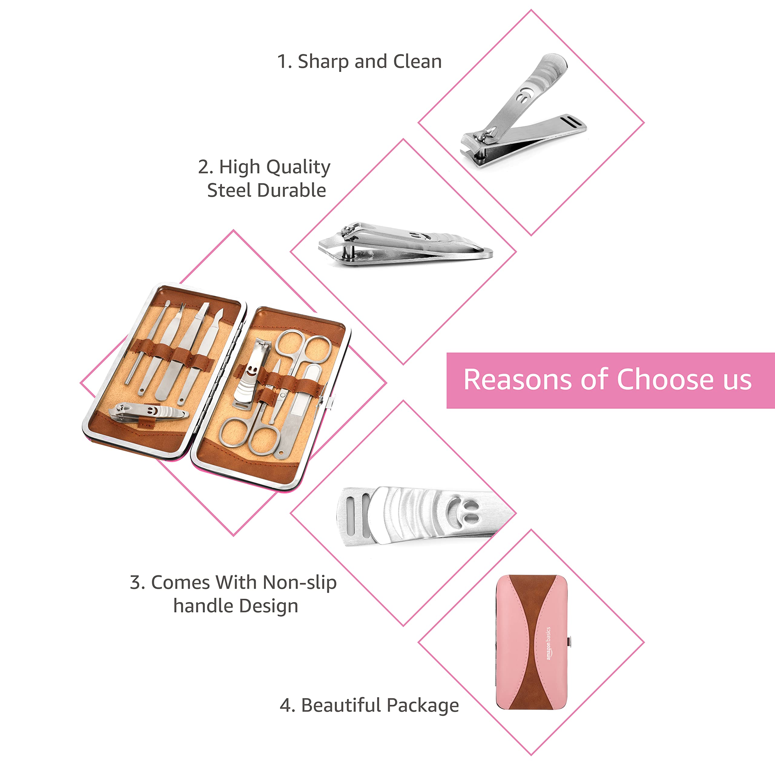 Amazon.co.jp: Amazonベーシック 爪切りセット9点 マニュキュア