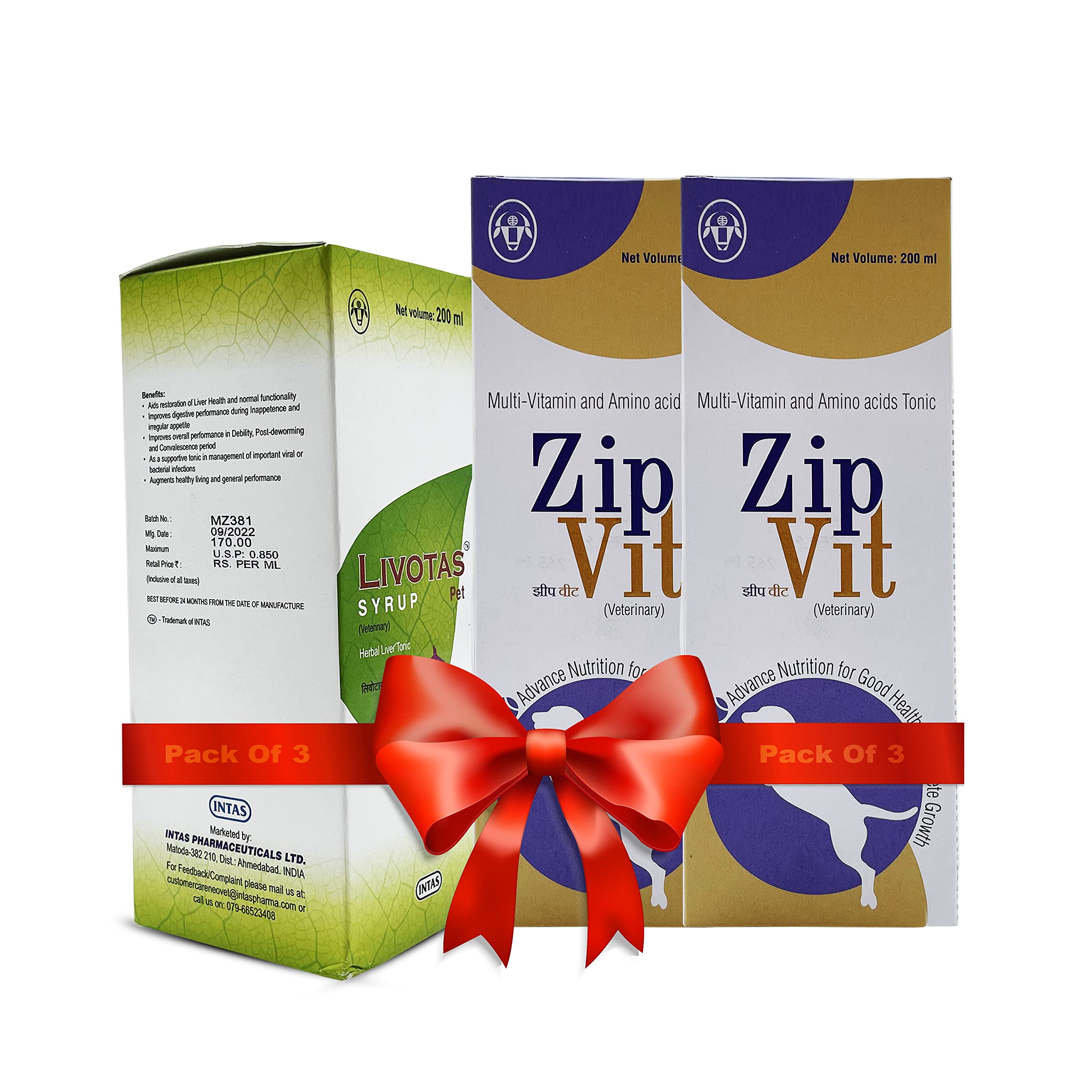 ALPZipVit Multi-Vitamin and Amino Acids Tonic -200ml Set of 2 and Livotas Syrup 200 ML