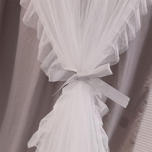 Miniatura 6 de VETHIN Cortina de Cama con Dosel Redondo de Doble Capa Estilo Princesa para Niñas, Adultos y Niños, Mosquitera de Ensueño, Bonita Decoración de