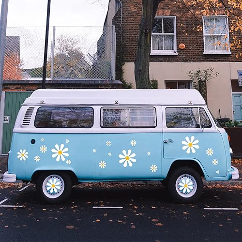 Vista 19 de Fuutreo 12 hojas de calcomanías de margaritas, 130 unidades, calcomanías de vinilo autoadhesivas de vinilo retro con flores de mariposa para Varios