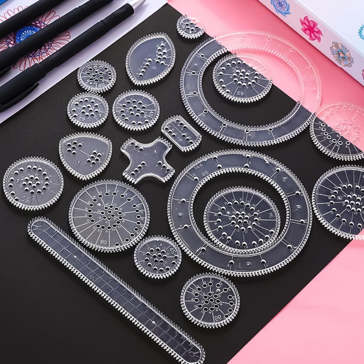 MEISH 22Pcs Spirograph Drawing Set Geometric Spiral Stationery Tool Drawing Painting Graphics Stencils for Kids - Image 3
