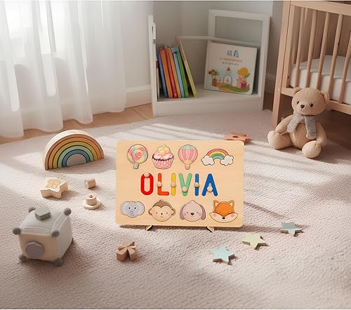 Miniatura 3 de Rompecabezas de madera con nombre personalizado para niños pequeños, rompecabezas de nombres personalizados para niños y niñas, con texto grabado en
