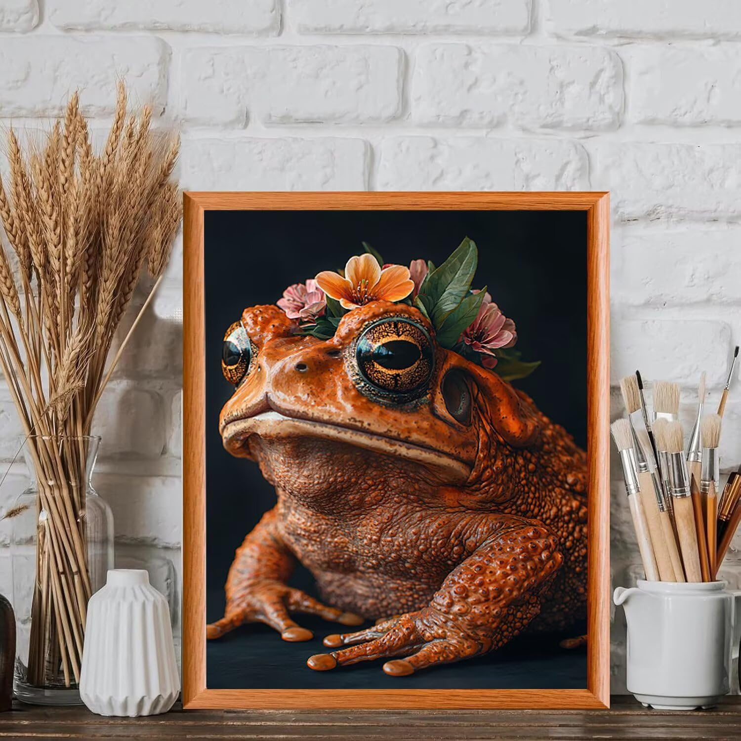 WEISHIWE Rospo e fiori Dipingere con i Numeri per Adulti, 70x90cm a-88 | Paint by Numbers Kit con Pennelli e Acrilico Pigmento, Fai da te Olio La Pittura di Numeri Kit, Decora la Casa, senza Cornice
