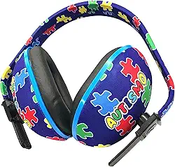 Protetor Auditivo Infantil, Abafador, Estampa Quebra-Cabeça, Azul Marinho Multicolorido, Ajustável