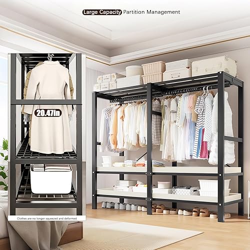 Vista 9 de Amoires - Perchero portátil resistente de 2000 libras, perchero plegable con rueda, perchero para colgar, perchero para colgar ropa