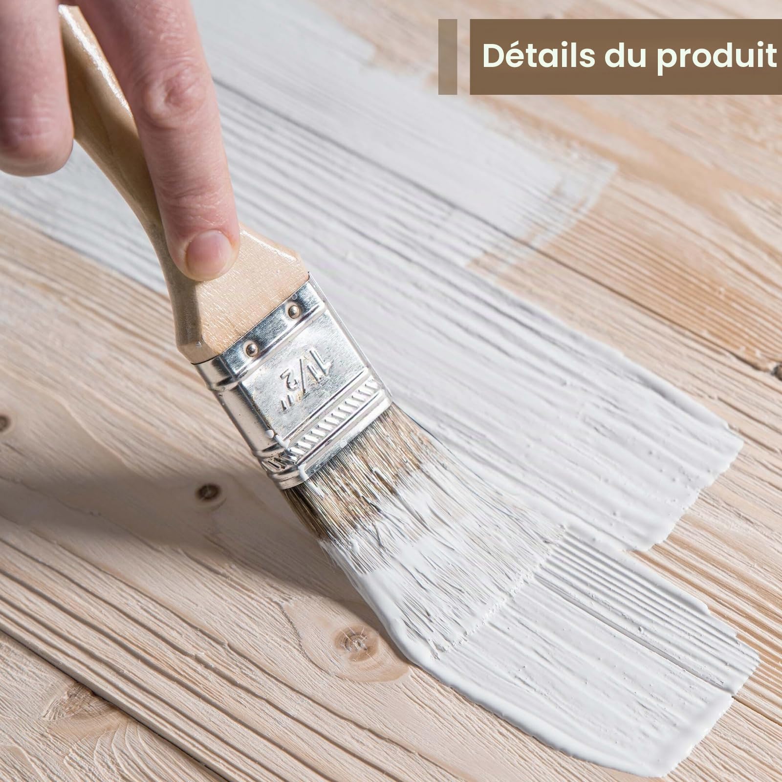 CYEER Lot de 50 Pinceaux Plats 38mm (1,5 Pouces) - Pinceaux à Peindre en Soies Naturelles avec Manche en Bois Ergonomique - Idéal pour Peinture, Vernis, Lasure, Colle - Bricolage, Meubles et Clôtures