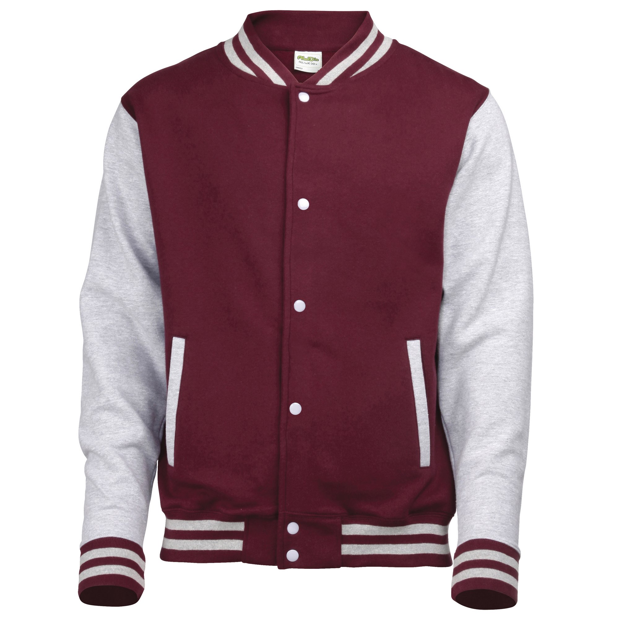 Awdis Kids Unisex Varsity Jacket / Schoolwear (9-11) (Burgundy/Heather Grey)
