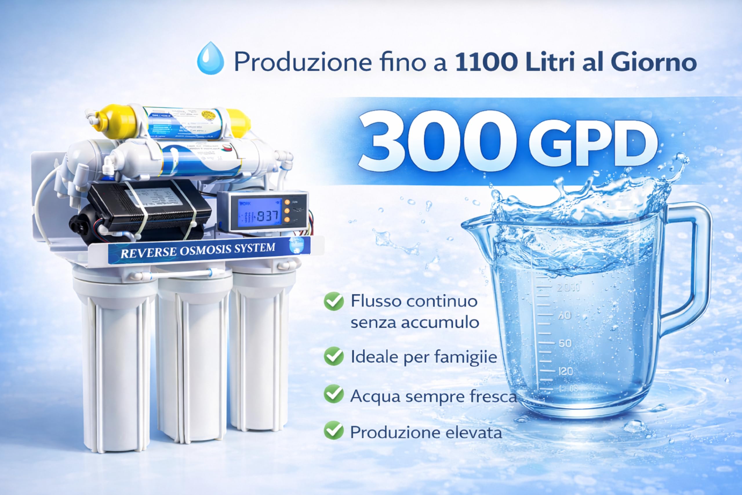 Depuratore Acqua Osmosi Inversa 7 Stadi filtri | DC-RO3007 Purificatore domestico acqua potabile dal rubinetto di casa
