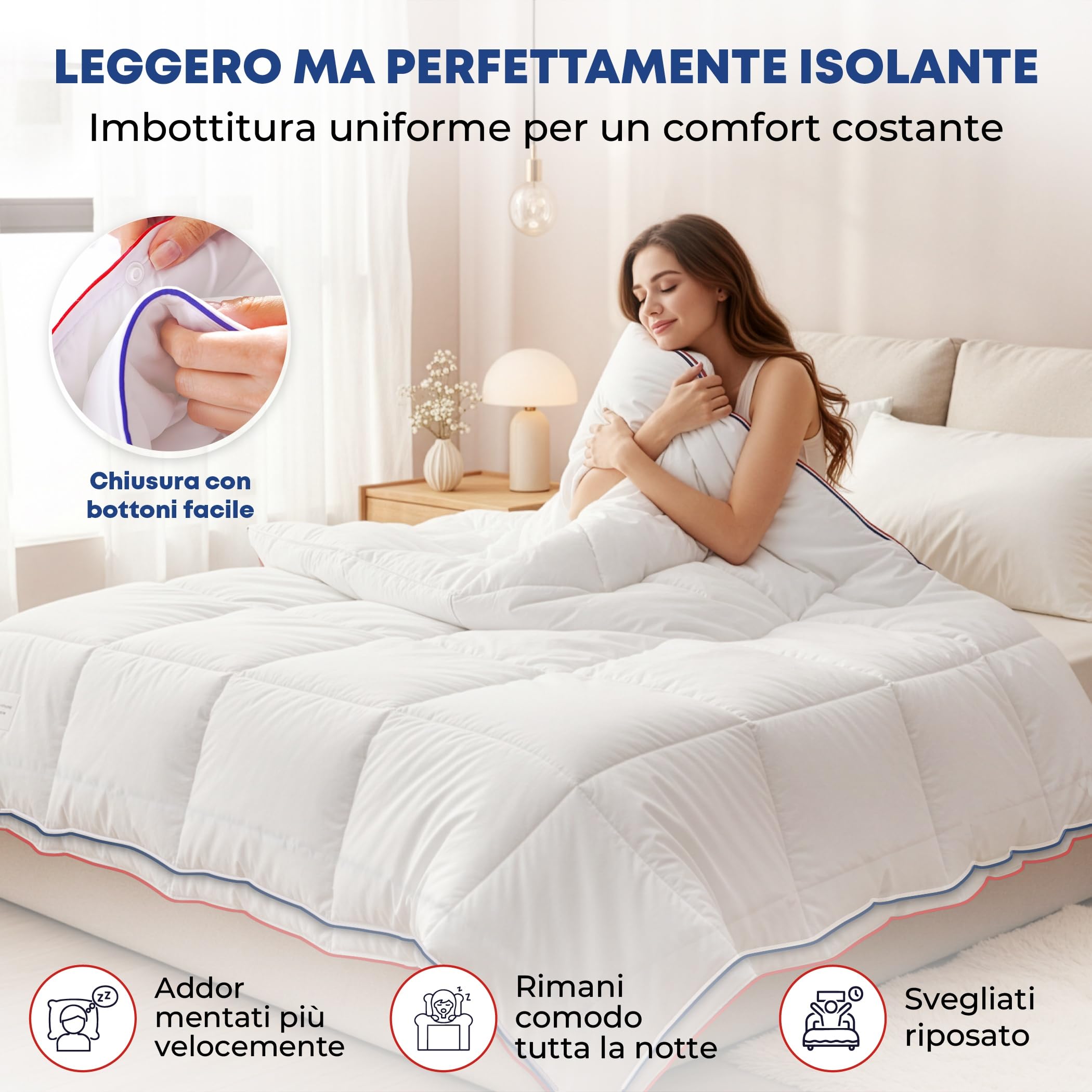 SLEEP COMFY Lusso 4 Stagioni Caldo Copriletto Grande 240 x 200 Trapunta Con 2 Pezzi Combinabili Per Tutto L'Anno, Coperta Invernale Per 2 Persone, Bianco