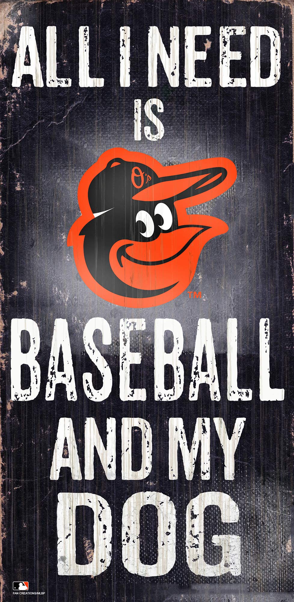 MLB Baltimore Orioles Unisex San Diego Padres Baseball and My Dog Sign, Team Color, 6 x 12