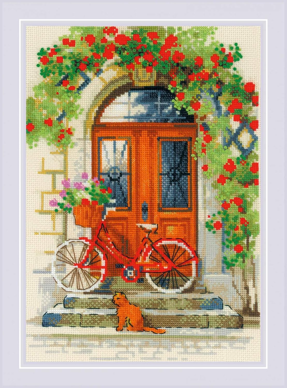 RIOLIS 1831 - Italian Door - Counted Cross Stitch Kit 8¼" x 11¾" 14 Count Coloured AIDA 25 Colors