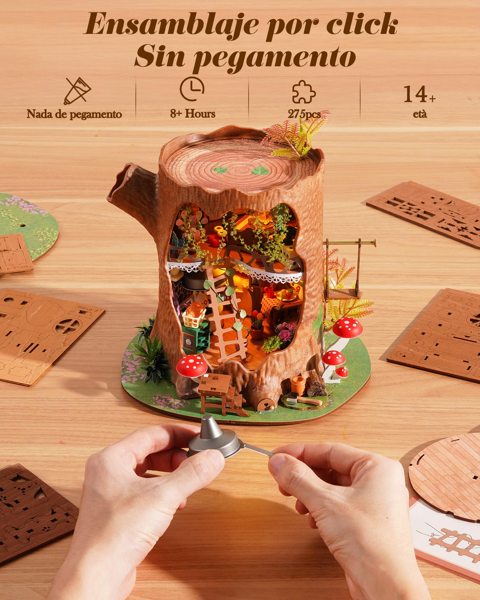 Rolife Maquetas Casa del árbol de Cuento de hadas-275 Piezas DIY Miniature House Diorama, Casas Miniaturas para Montar Puzzle 3D Madera para Adultos ¡Ningún Pegamento Necesario Regalo reconfortante