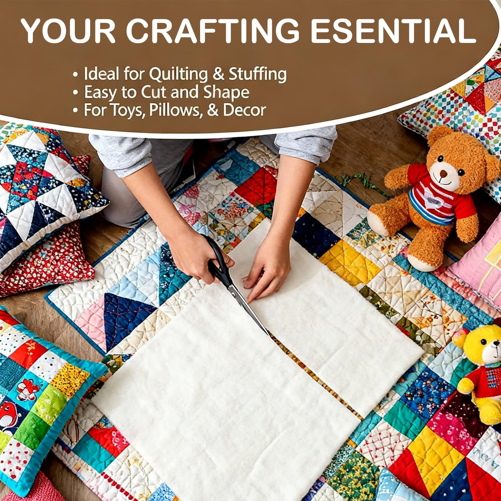 Natural Cotton Batting for Quilting & Sewing -5